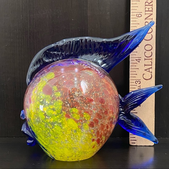 Vintage Rare Murano Glass SIGNED Puffer Fish Silver Speckled Art Glass Sculpture - Picture 7 of 15